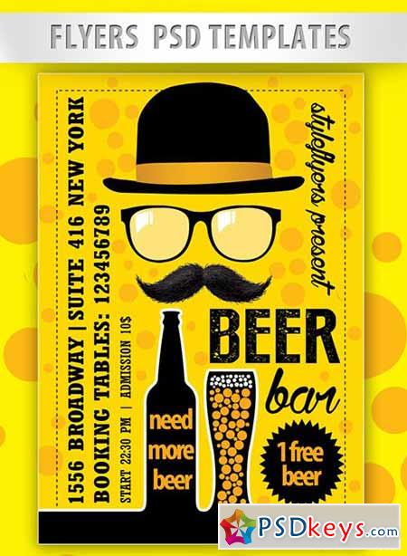 Beer Bar Flyer PSD Template + Facebook Cover