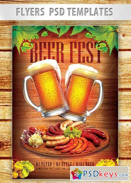 Beer Fest Flyer PSD Template + Facebook Cover