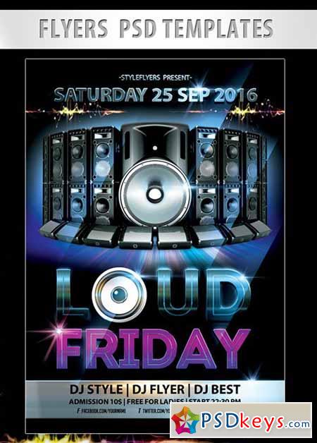 Loud Friday Party Flyer PSD Template + Facebook Cover