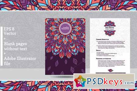 Resume with colorful ornamet 586398