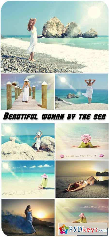 Beautiful woman by the sea