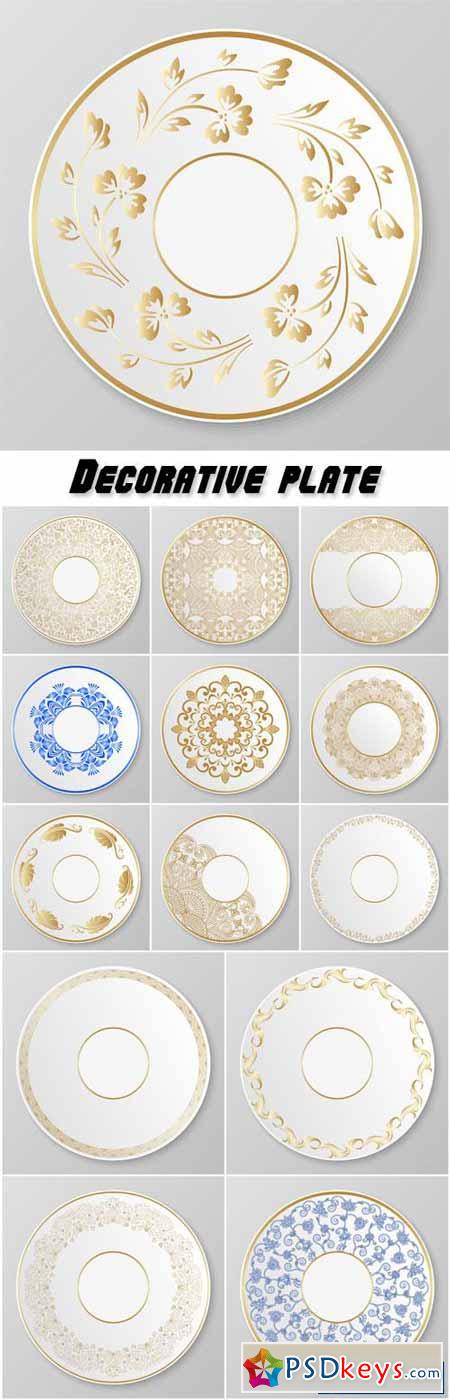 Vector gold decorative plate