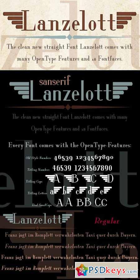 Lanzelott Font Family 19xTFF $49