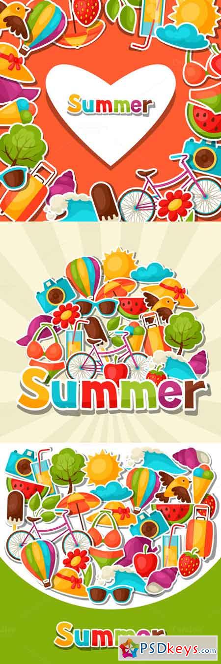 Backgrounds with summer stickers 593455