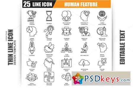 Thin Line Human Feature Icons 609806