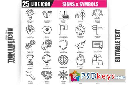 Thin Line Signs And Symbols Icons 609824