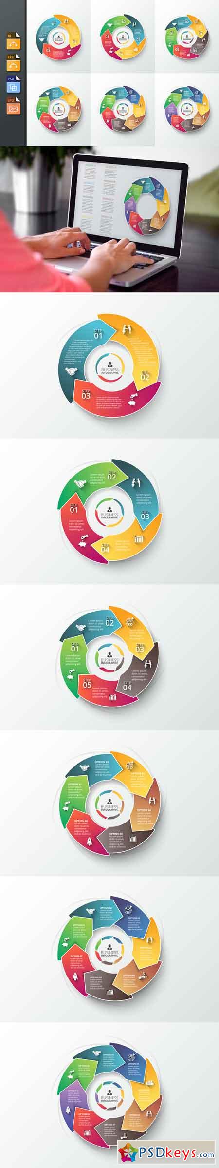 Arrows business infographic template 608990