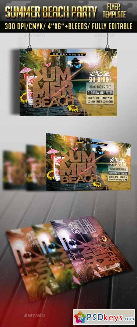 Summer beach party flyer 7946557