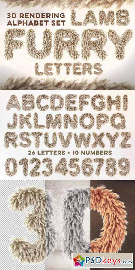 3D Lamb Furry Letters Pack 582429