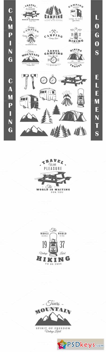 9 Camping logos templates 620033
