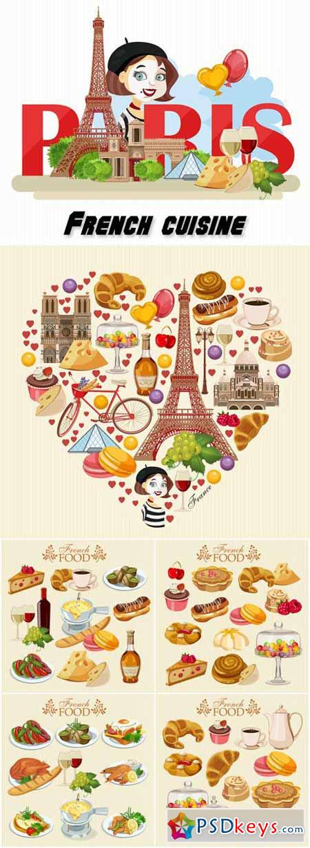 French cuisine, food vector