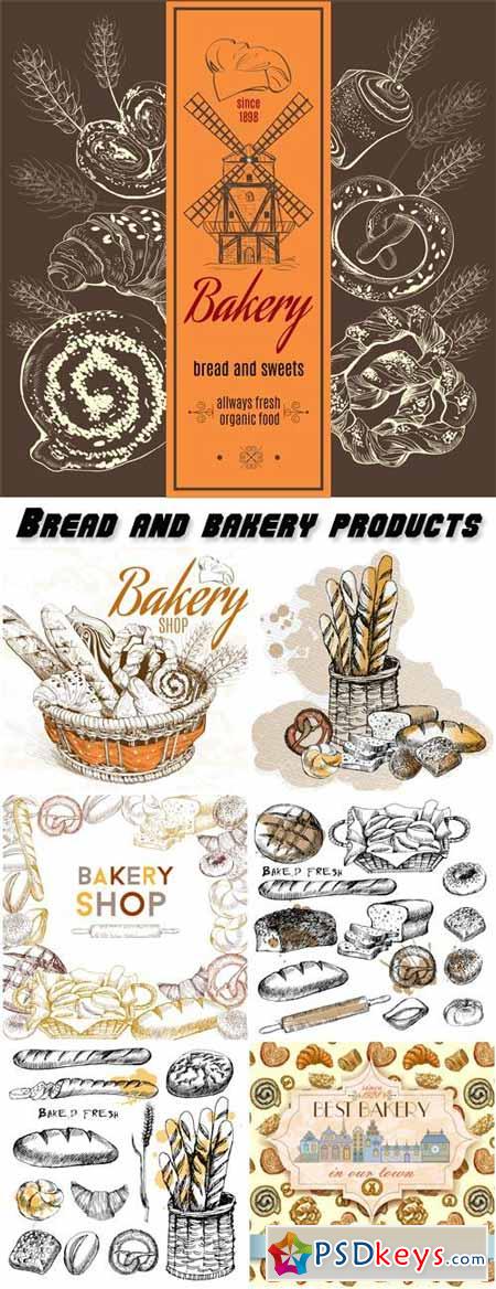 Bread and bakery products vector