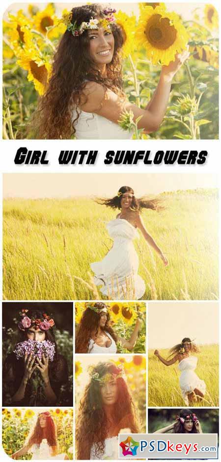 Girl with sunflowers, wonderful nature