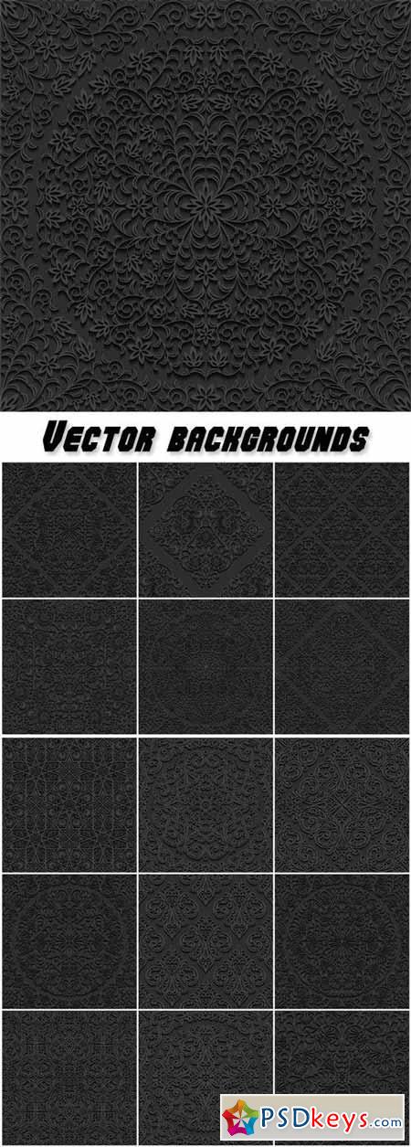 Black vector backgrounds with patterns, abstraction with 3D effect it