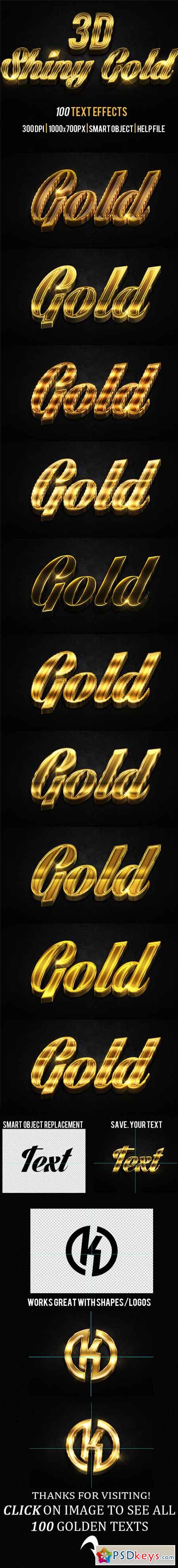 3D Shiny Gold Text Effects