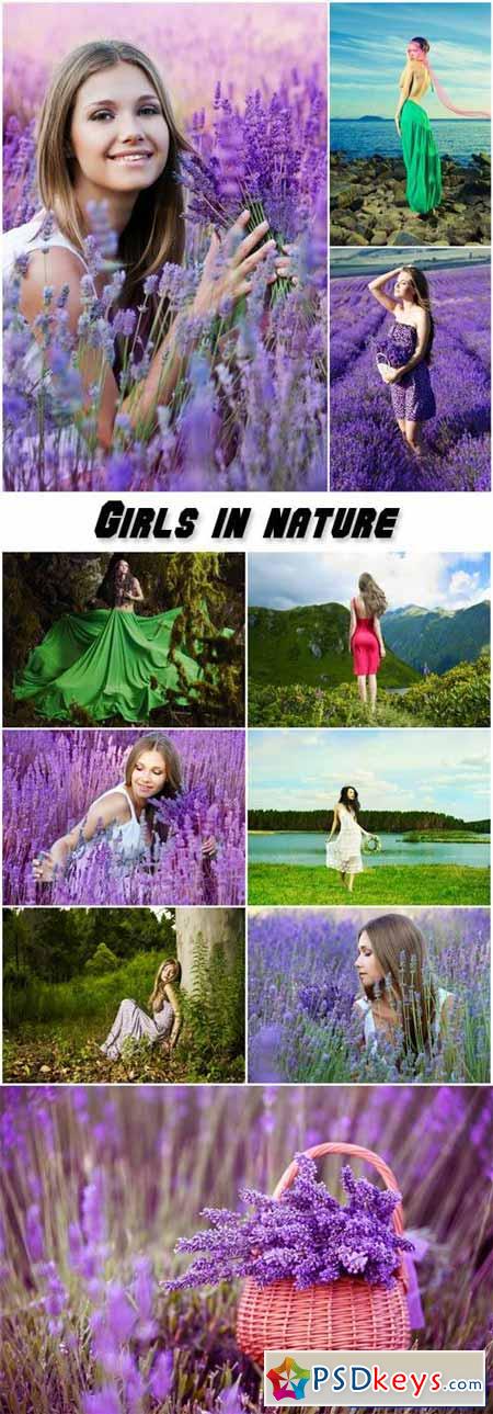 Beautiful girl on the nature, lavender