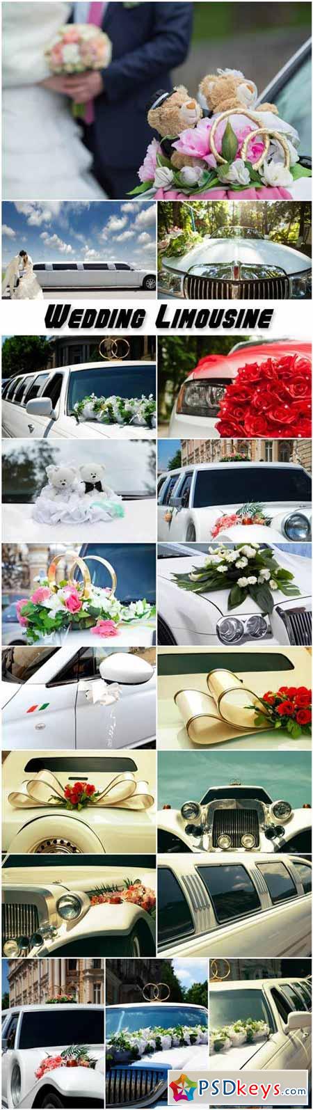Wedding limousine, the bride and groom