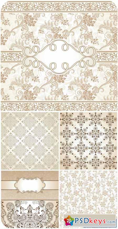 Backgrounds with beautiful patterns, floral ornaments vector