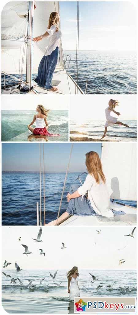 Woman on the yacht, seascapes