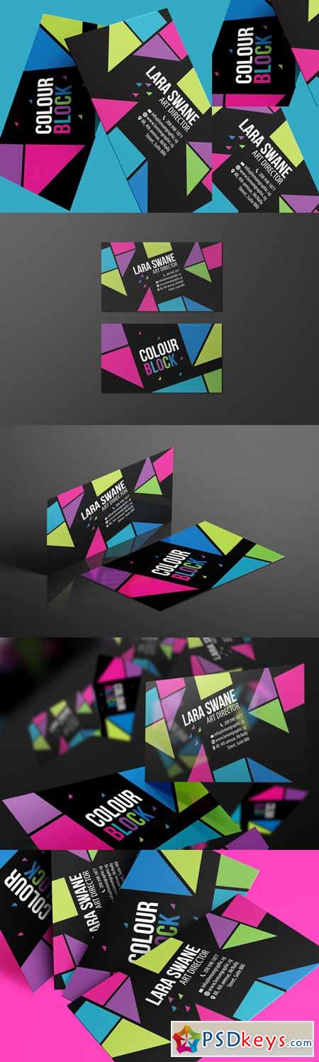 Colour block business card design 614844