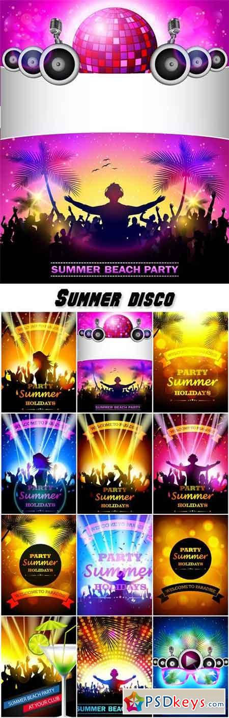 Summer disco, vector posters