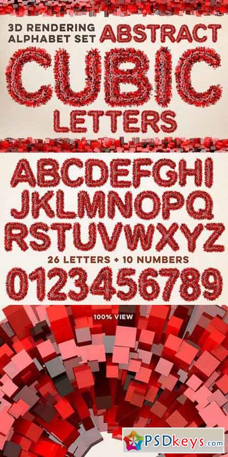 3D Cubic Red Letters Pack 639332