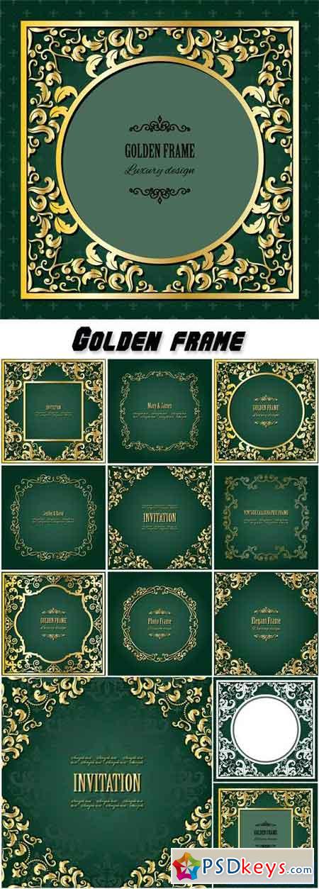 Golden frame, vector invitation