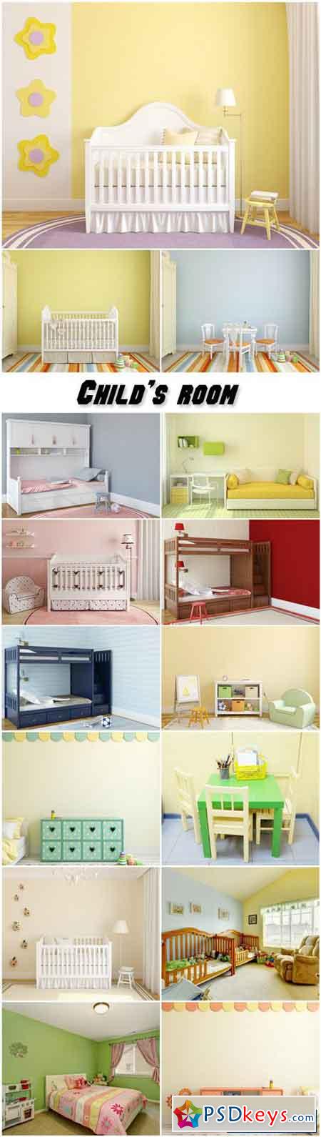Child's room, bed and a table