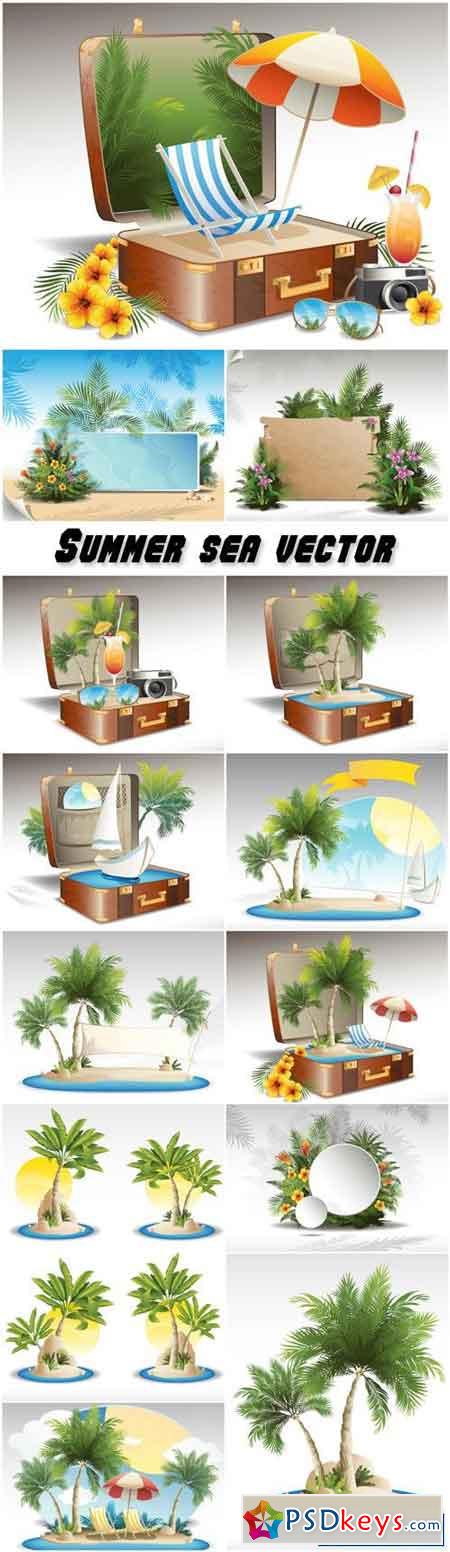 Summer sea vector with palm trees