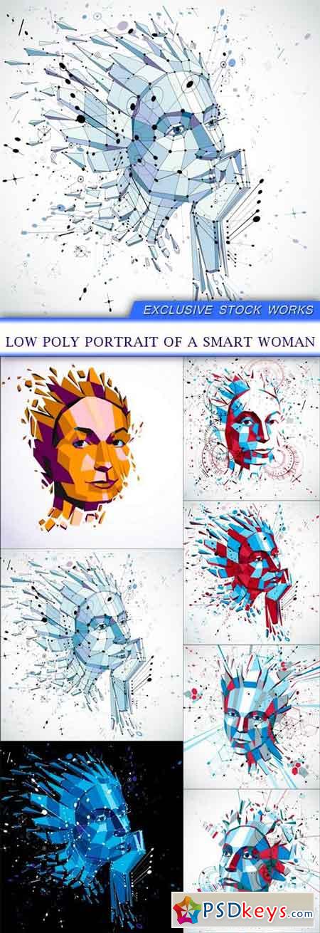 Low poly portrait of a smart woman 7X EPS