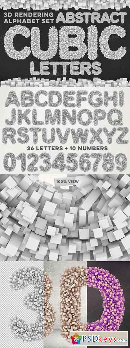 3D Cubic White Letters Pack 648841