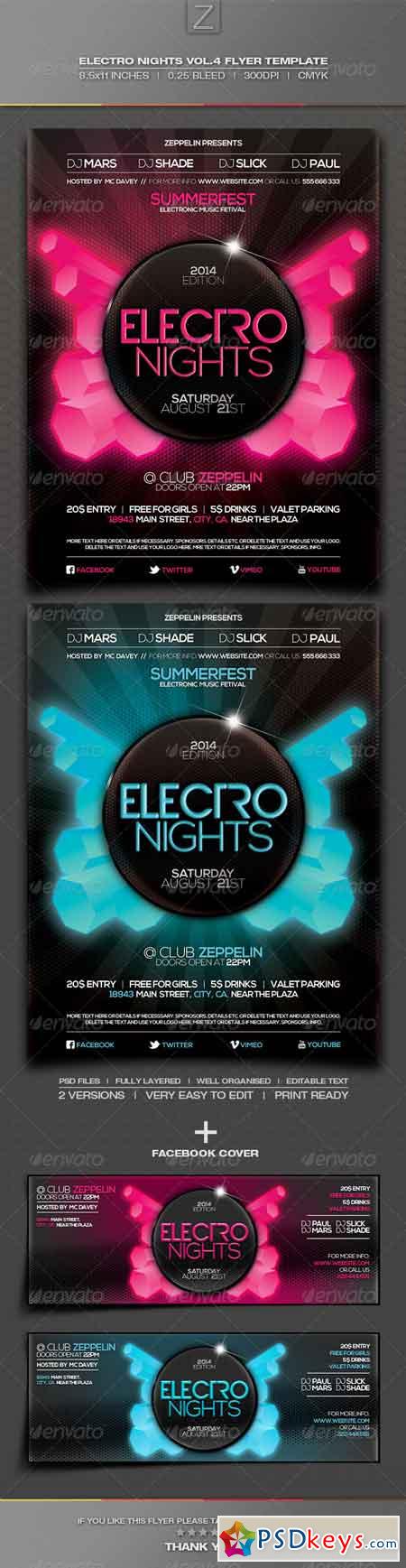 Electro Nights Vol.4 Flyer Template 6922851