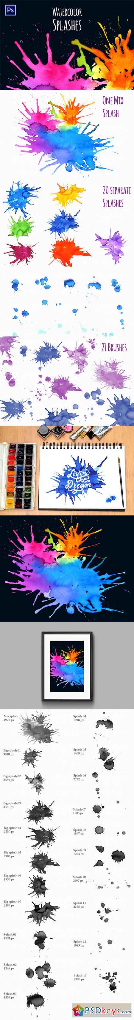 Watercolor Splash Brushes 15707350