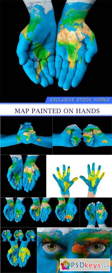 Map painted on hands 9X JPEG