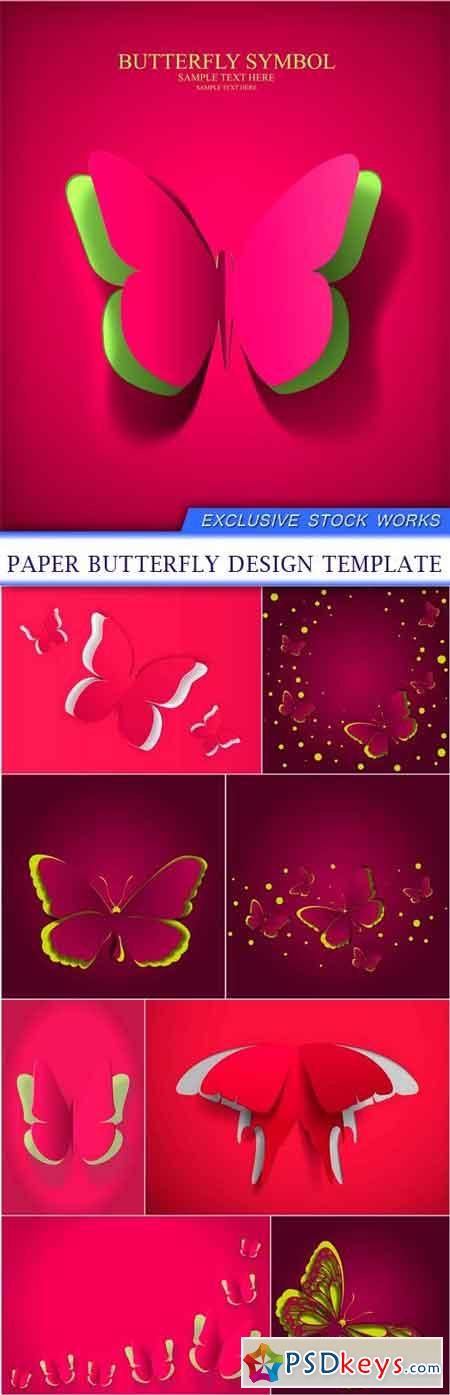 Paper butterfly design template 9x EPS
