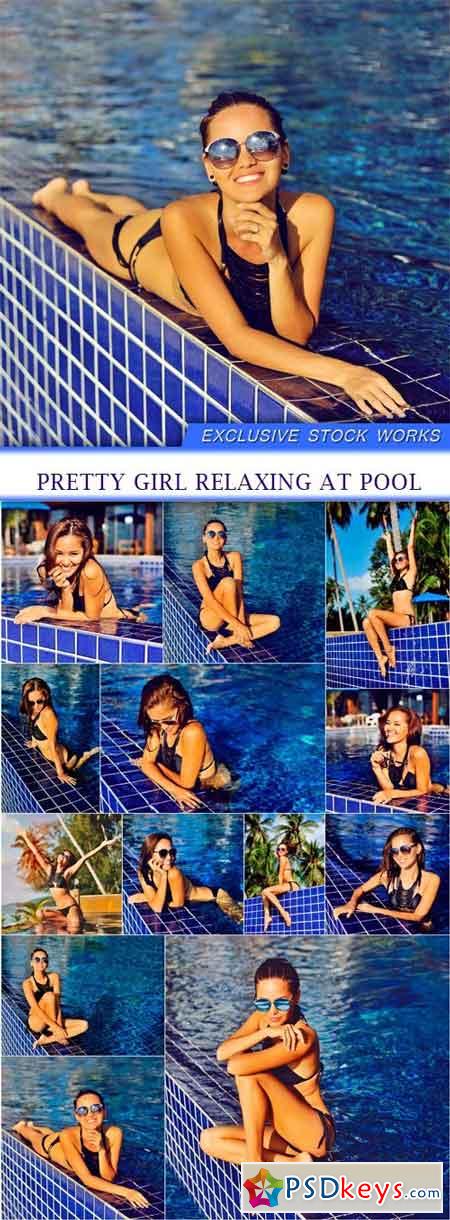 Pretty girl relaxing at pool 13X JPEG