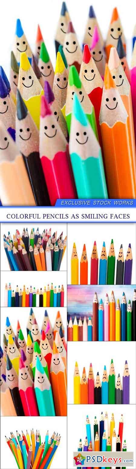 Colorful pencils as smiling faces 8X JPEG