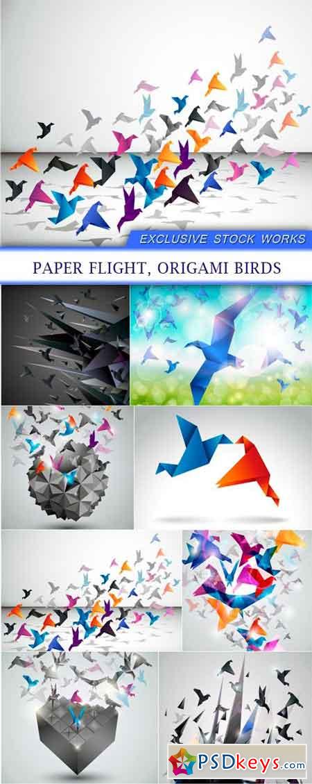 Paper Flight, Origami Birds 8X EPS