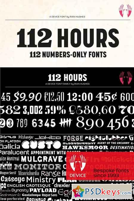112 Hours Only Numbers Font Family $490