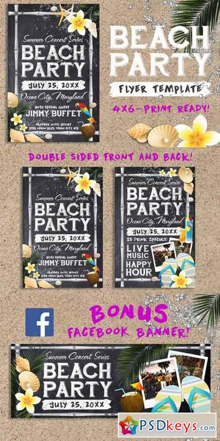 Chalk Summer Beach Party Flyer 120422