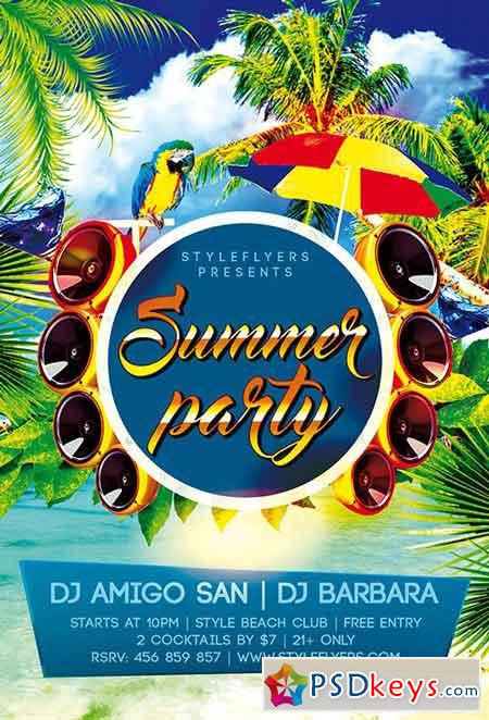 Summer Party PSD Flyer Template + Facebook Cover