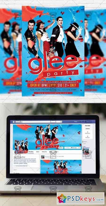 Glee Paty Flyer PSD Template + Facebook Cover