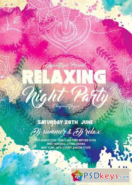 Relaxing Night Party Flyer PSD Template + Facebook Cover