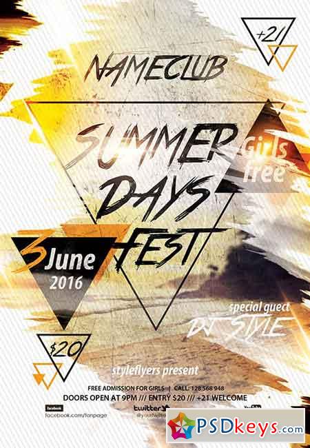 Summer Days Fest PSD Flyer Template + Facebook Cover