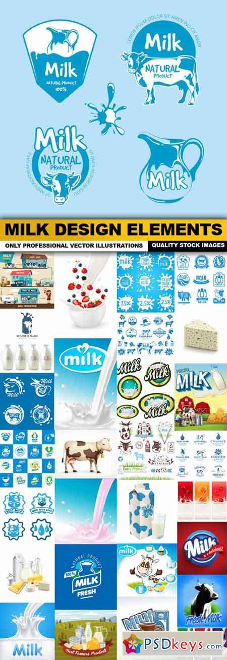 Milk Design Elements - 30 Vector