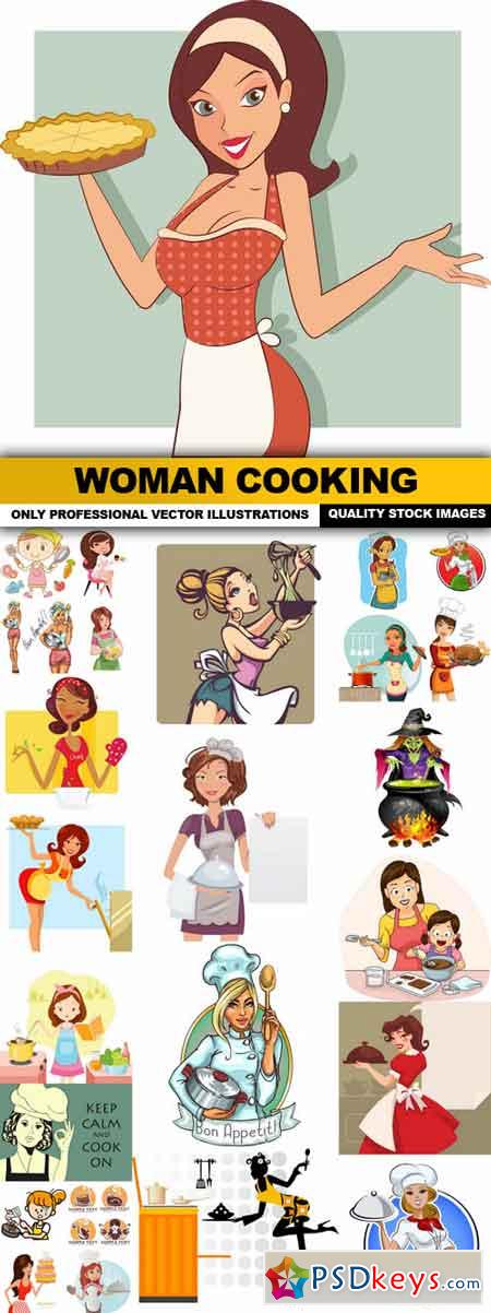Woman Cooking - 25 Vector