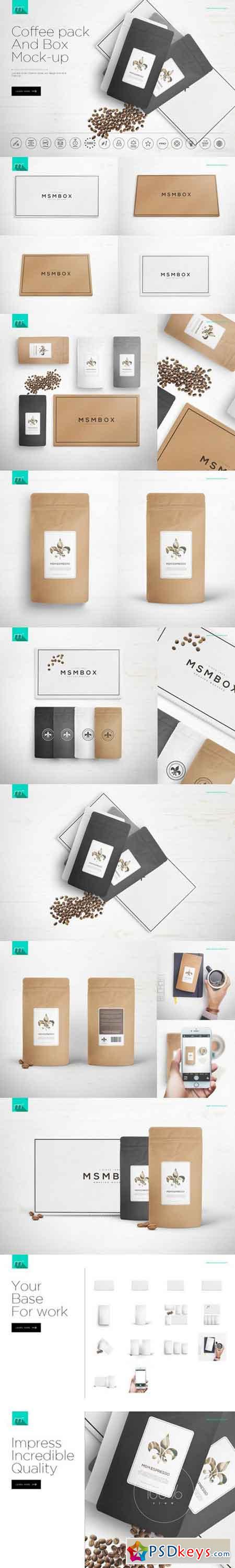 Coffee Pack and Box Mock-up 657975