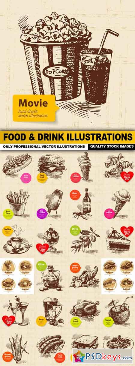 Food & Drink Illustrations - 25 Vector