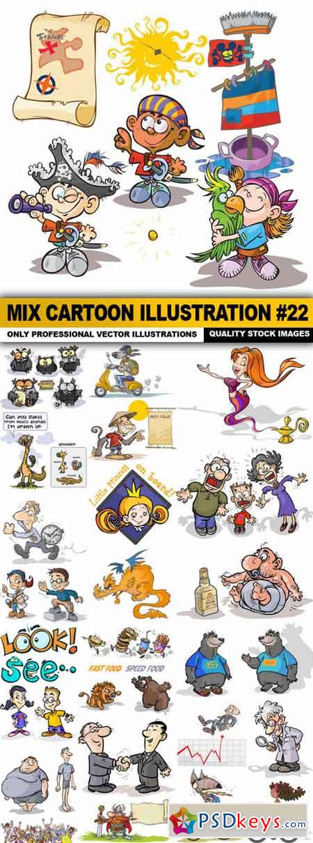 Mix cartoon Illustration #22 - 25 Vector