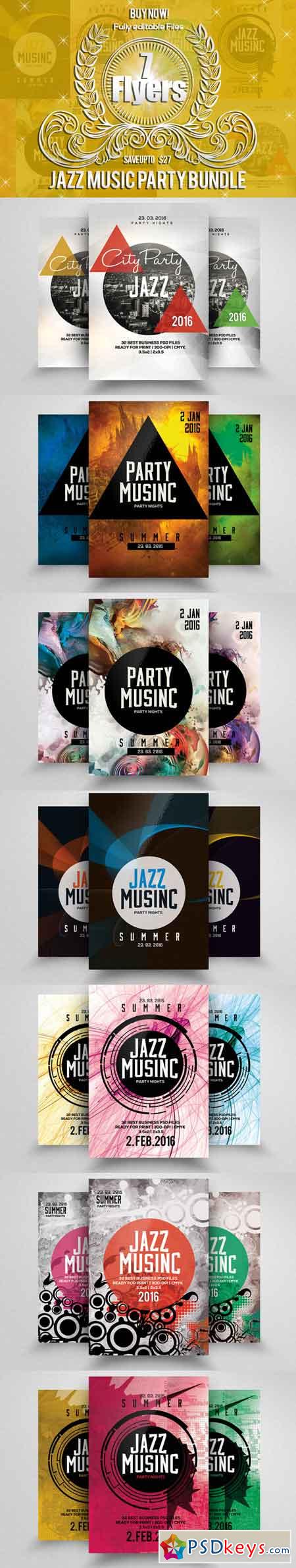 7 Jazz Music Party Flyer Bundle 625850